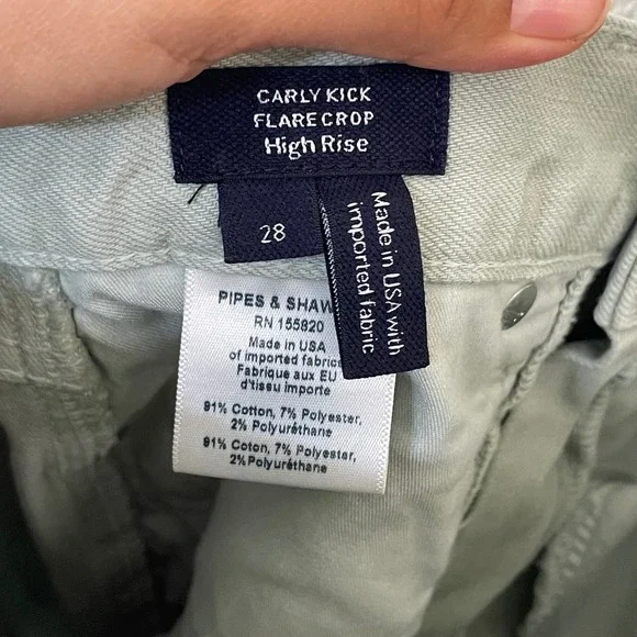 Veronica Beard Carly Kick Flare Crop High Rise Jeans Silver Sage Women's Size 28